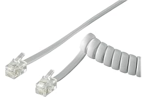 Goobay 68601 telefonkabel RJ10 kontakt telefonhörlurskabel spiralkabel telefonkontakt RJ10 kabel fast telefon telefonhörlurar