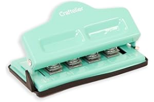 Craftelier - Perforadora de 4 Agujeros para Agendas o Cuadernos de Disco para Scrapbooking y Manualidades | Capacidad de Perforación para 3 Papeles de 90 g/m2 | Tamaño Aprox. 14,6 x 8 x 7,5 cm