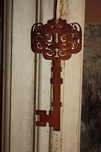 Vorhängeschloss mit Schlüssel / Nostalgische Edelrost Dekohänger im Set - 2