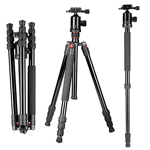 Neewer Tragbare 64-Zoll-Leichtmetall Kamera-Stativ (Schwarz+Orange)