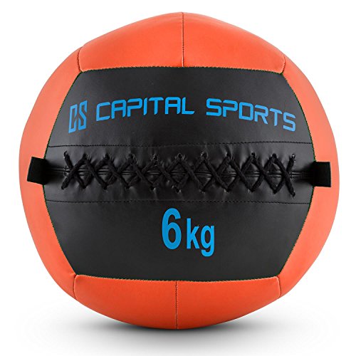 Capital Sports Wallba Wall Ball Medizinball Leder Gymnastikball (griffige Oberfläche, vernähtes Kunstleder, erhältlich 4kg 6kg 8kg 9kg 10kg 12kg oder 14kg) - 3
