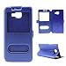 Produktbild Samsung Galaxy A5 A510 (2016) Handy Tasche Wallet Case Dual Window View Silk Bag Etui Blau