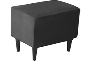 JHLD Rectangle Ottoman Cover, Velvet Ottoman Slipcovers Stretch Footstool Protector Covers Square Storage Ottoman Slipcover For living room -black-small