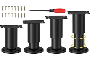 NCRGB 4 Gambe da Tavolo inMetallo,Gamba daTavolo Regolabile, Gamba da Tavolo Regolabile,Gambe per Mobili, kit include Cacciavite e viti (Nero, 8-12 cm)