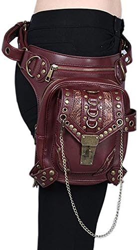 Lordazz Retro Women MEN Gothic Rock Leather Steampunk Bag Steam Punk Retro Rock Gothic Goth Shoulder Waist Bags Packs Victorian Style for Women Men + leg Thigh Holster Bag … (Type5)