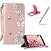 Price comparison product image Diamond Leather Case for Huawei P9 Lite,Rose Gold Strap Wallet Cover for Huawei P9 Lite,Herzzer Luxury 3D Butterfly Decor Design Stand Glitter Magnetic Smart Leather Case with Soft Inner