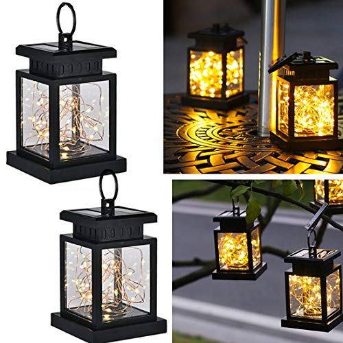 PLC020 - Farol solar LED para exterior, para el jardín, para fiestas, vacaciones de Navidad, decoración de boda (2 unidades)