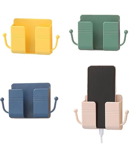 4 Supports Muraux GNALIA Noir - Fixation Adhésive, Rangement Douche Et Bureau Pour Téléphone Et Télécommande - 5