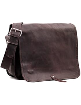 LE MESSAGER L Indus - Tiefdunkelbraun PAUL MARIUS Umhängetasche Leder Vintage-Stil Größe M (A4)