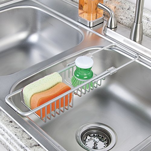 mDesign Rustproof Aluminum Over-the-Sink Sponge/Scrubber Caddy – Silver by MetroDecor - 5