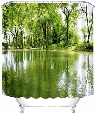 Riverside Forest 3D landscape light space visual impression of the reach and sight of polyester curtain, 180*180 cm en-suite shower room decoree