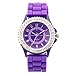 Produktbild Armbanduhr Uhr klassisch stylish Gummi Silikon Kristall Herren Damen Geschenk neu - Violett