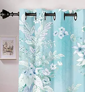 Lush Decor Digital Printed Floral Polyester Curtains for Window 5 feet Set of 2, Light Firozi