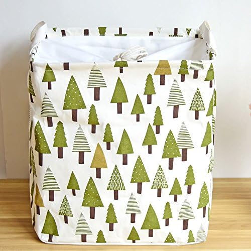 Addfun reg;Premium Fabric Foldable Rectangle Laundry Basket,Clothes Laundry Basket Children Toys Storage Holder with Lids, 36X26X40CM Tree