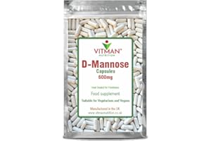 VITMAN NUTRITION D-Mannose 500mg, 90 Vegan Capsules. Natural Cystitis Supplement for Women and Men. UK Manufactured. (90)