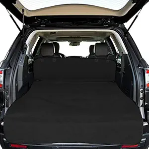 F-color SUV Cargo Liner for Dogs, Waterproof Pet Cargo Cover Dog Seat Cover Mat for SUVs Sedans Vans with Bumper Flap Protector, Large Size Universal Fit, Black