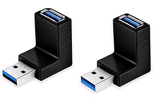 EasyULT Adattatore USB 3.0 90 Gradi da Maschio a Femmina, Combinato Giunto Verticale su e giù Connettore Accoppiatore, USB Tipo A Accoppiatore Alta Velocità 5 Gbps, 2PCS