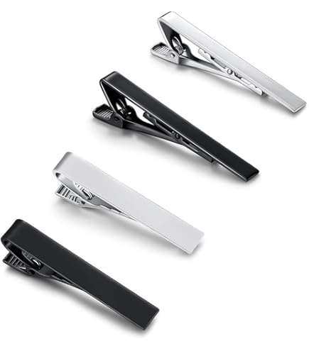 Lot De 3 Pinces à Cravate Homme - Or, Argent, Noir, Acier Inoxydable, Pour Tenue élégante