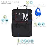 BAYTTER® Rücksitzschoner Rückenlehnenschutz + Rücksitz Organizer mit großer Kapazität, mit durchsichtigem iPad Tablet Fach, für Kinder mit 0-5 Jahren Früherziehung wasserdicht, mit wickelunterlage, mit Geometrie, 60x 45cm, passend für jedes Auto, schwarz - 3