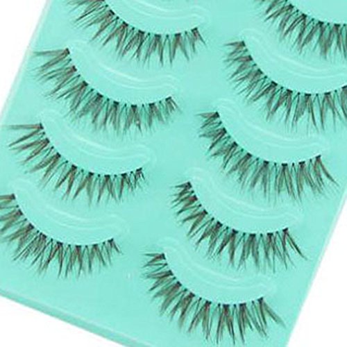 Bluelans® 5 Paar Kaffee Quer Lange Künstliche Falsche Wimpern Weiche Eyelashes Wimpernverlängerung Party Make-up