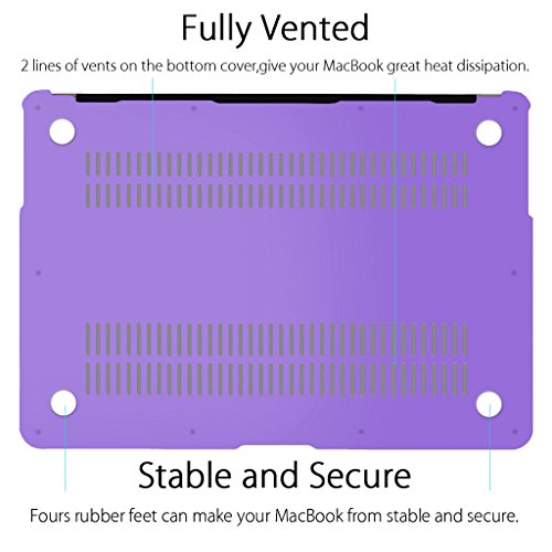 Ueswill Schutzhülle für MacBook, glatte und weiche Hartschale, inklusive Mikrofasertuch violett MacBook Air 11″ - 5