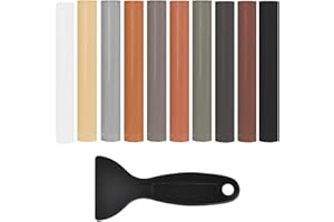 EIH1 Lot de 10 bâtons de cire pour réparation de bois bâtons de cire de 11 cm avec raclette kit de réparation de sols stratifiés crayons de cire pour rayures trous sols charpentiers taches
