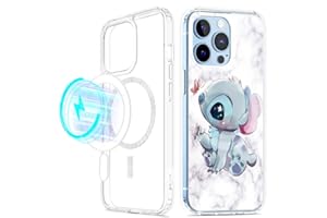 LYUBFDC Cover Magnetica per iPhone 13/iPhone 14 6,1" Ricarica Wireless Kawaii Stitch Anime Custodia Antiurto Retro Antigraffio Trasparente Aesthetic Case per iPhone 14, Cute1