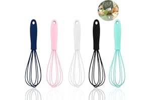 QUTHZZHY Silikon-Schneebesen-Set, 5er-Pack Bunte Silikon-Schneebesen, Küchen-Mini-Schneebesen, Milch- und Schneebesen-Mixer, Kochen, Backen, Schlagen, Aufschäumen, Rühren und Mixen