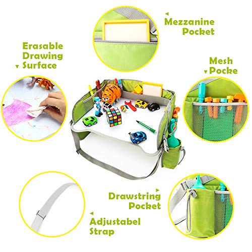 KOOWHEEL-Plateau-Voiture-de-Voyage-pour-Enfants-Impermable-Plateau-de-jeux-pliable-de-genou-Peut-Dessiner-Sur-le-Dessus-Tablette-de-Voyage-pour-Sige-Voiture-et-Poussette-Vert