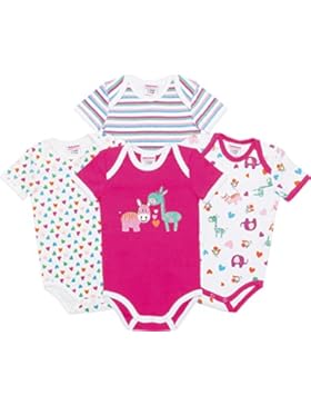 Baby Butt Body 4er-Pack mit Druckmotiv Herzen, Tiere Interlock-Jersey