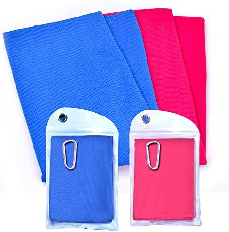 Set of 2,90cm*30cm,Microfibre Towel Ice Cooling Towel Advanced Sweat-Absorbent Towel Cool Towel Chill Pad For Instant Cool Relief for Sunstroke Gym Beach Cycling Jogging Golf Running Hiking Towels and More Sports &amp; Activities,Red+Blue