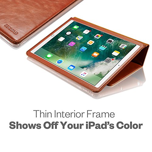 KAVAJ iPad 2017 Hülle Echtleder Case „Berlin“ für das Apple iPad (2017) Cognac-Braun aus echtem Leder mit Stand und Auto Schlaf/Aufwachenen Funktion. Dünnes Smart Cover Schutzhülle Tasche für die 5. iPad Generation - 6