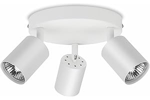 ROMKE Round White 3 Way Adjustable Ceiling Spotlight, ‎Modern GU10 LED Ceiling Light Rotatable for Bedroom, Living Room and Kitchen, GU10 Bulb Not Included