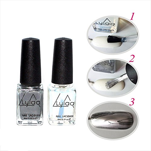 ?HuntGold 2 Stück Spiegel-Effekt Nagellack Silber Farbe Nagelkunst Lack Polnischen Unterlack - 2