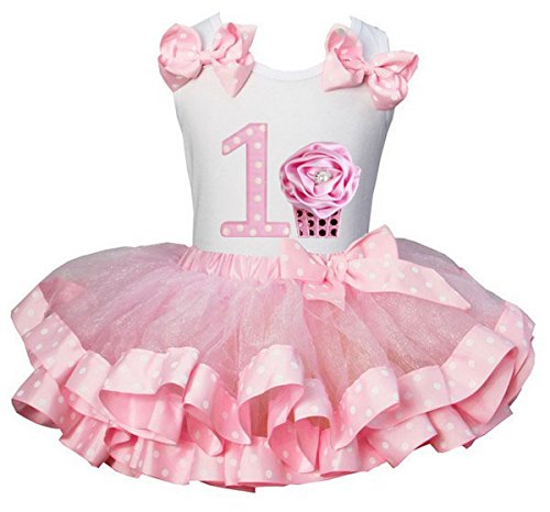 Kirei Sui Polka Dots Tutu 1st Rosette Cupcake Tank Top X-Small Light Pink