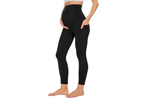 LANCRY Leggings termici premaman con tasche sopra il pancione, da donna, neri, per allenamento, yoga, attivi, morbidi pantaloni per gravidanza