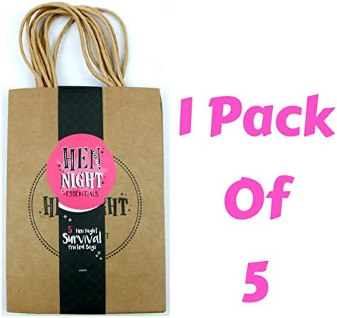 Pack Of 5 Hen Party Essentials Party Gift Bags Strong Wedding Night Survival Carriers Free UK Delivery
