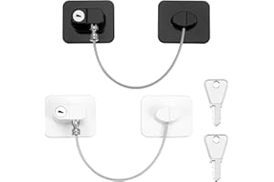RosewineC 2PCS Refrigerator Door Locks, Children Safety Window Lock, Fridge Lock, Stainless Steel Cabinet Lock with 4 Keys and Strong Adhesive for Cabinet Drawer Fridge Freezer etc(White, Black)