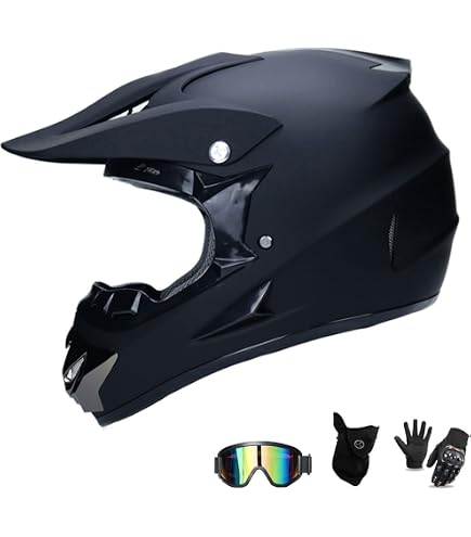 Casco Per Motocicletta Motesen - Casco Da Motocross Giovanile Con Visiera, Approvato DOT, Leggero E Sicuro