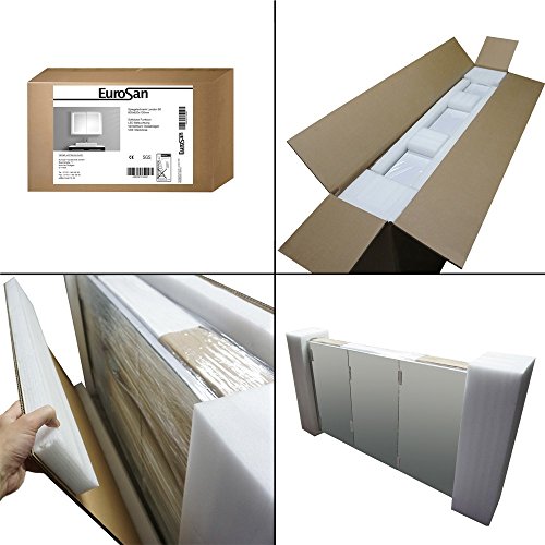 Eurosan 2-türiger Spiegelschrank, Integrierte LED-Frontbeleuchtung, Breite 80 cm, Weiß, London, L80 - 5