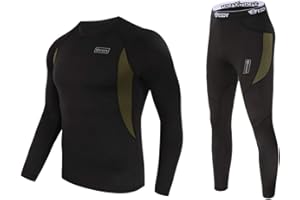 WINDCHASER Men's Thermal Underwear Set Long Sleeve Tops Long Johns Base Layer Bottom Fleece Lined for Skiing Cycling