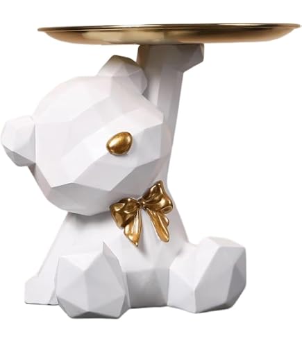 Vassoio Portaoggetti A Forma Di Orso – Statua In Resina Glitterata Con Ciotola, Porta Chiavi E Caramelle, Decorazione Casa