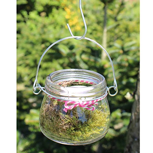 Windlicht klein, 6 Stück mit Henkel, Laterne Glaslaterne Garten-Deko Ø ca. 7,5 cm, H ca. 6,5 cm - 3