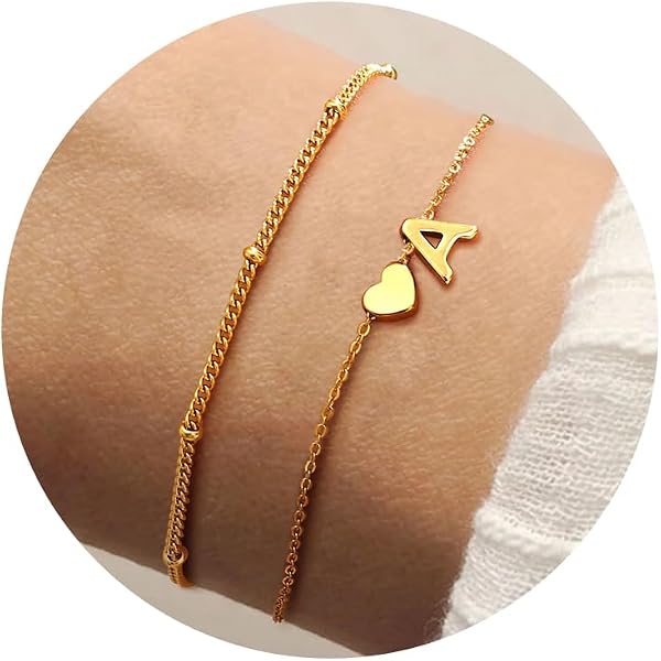 YeGieonr Gold-Armband Damen Mit Buchstaben – Edelstahl, Vergoldet, Verstellbar