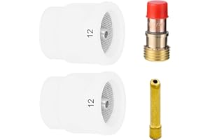 QAQGEAR Set di Tazze per Saldatura in Ceramica da 4 Pezzi n. 12 Tazza per Saldatura per TIG Bianca con pinze, corpi Pinza per WP-17/18/26