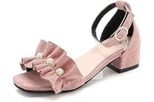 FM2018XSL En las Sandalias de la Princesa de la Niña, las Perlas de Flores de los Niños de Tacón alto Muestran sus Dedos en las Sandalias de Verano