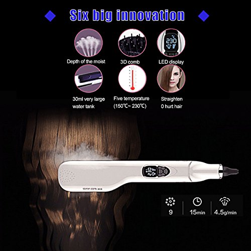 Hifina® glättungsbürste/Haarglätter bürste elektrisch mit Warmluft und LED Stecker(Weiß) - 8