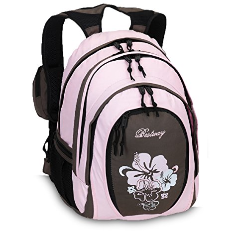 Preisvergleich Produktbild BestWay Rucksack Schulranzen Schulrucksack 18 Ltr. , Farbe:rosa / dunkelbraun