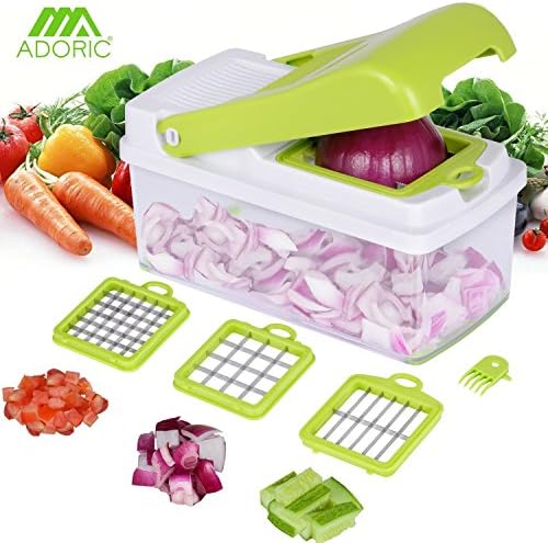 dDey® Quikcpush 11 in 1 Food Vegetable, Onion, Fruit, Salad Dicer Chopper Cutter With 3 Interchangeable Blades