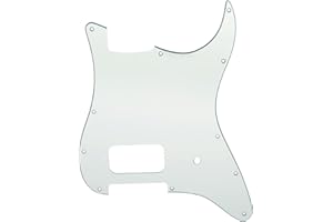 Musiclily Pro 11 Fori Single Humbucker Scoperto Humbucker e Potenziometro Slot Battipenna per Chitarra Elettrica tipo USA/Mexico Fender Tom Delonge Strat, 3 Strati Aged White